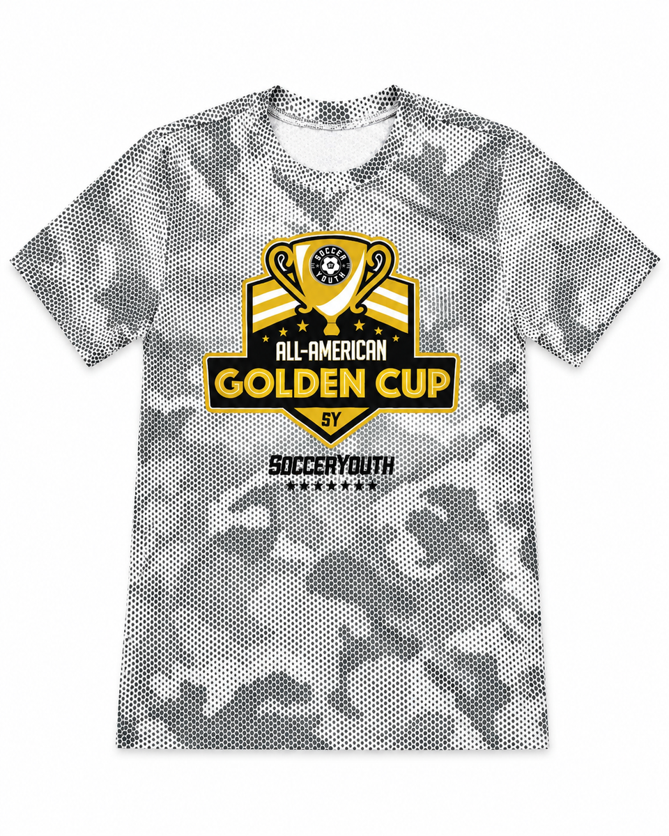 Golden Cup SY Logo Camo Dot White Adult Tee – Soccer Youth