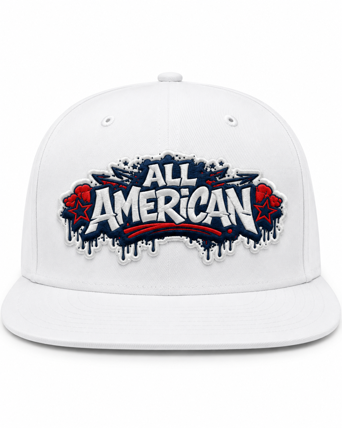 All-American White Flat Bill Hat