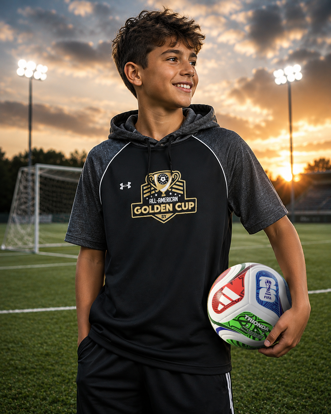 Golden Cup UA Black Adult Short Sleeve Hoodie