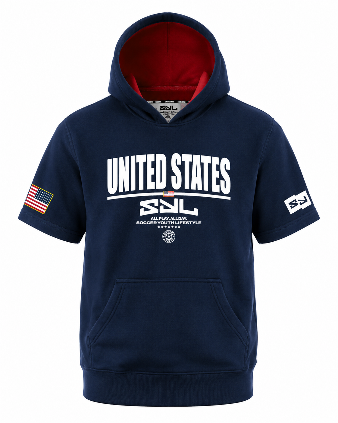 SYL USA Navy Youth Short Sleeve Hoodie