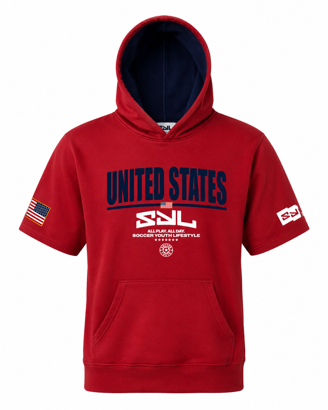 SYL USA Red Adult Short Sleeve Hoodie